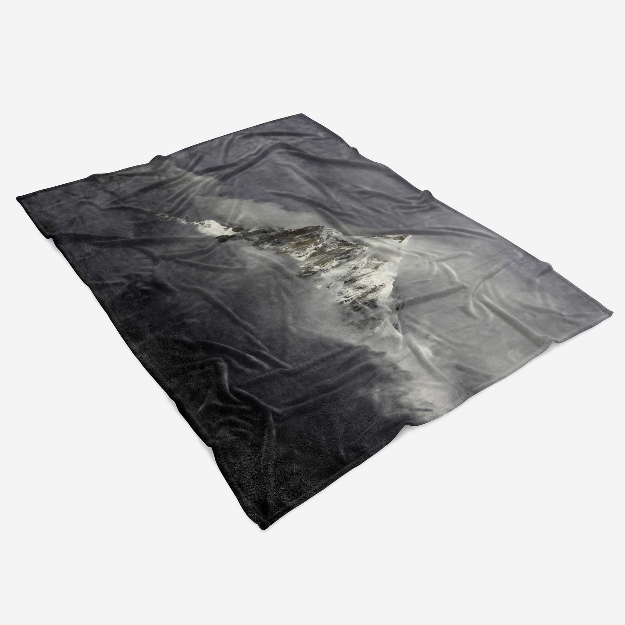 Sinus Art Baumwolle-Polyester-Mix mit Strandhandtuch Handtuch Schneegipfel Saunatuch Berge Kuscheldecke Wolken, Handtuch (1-St), Handtücher Fotomotiv