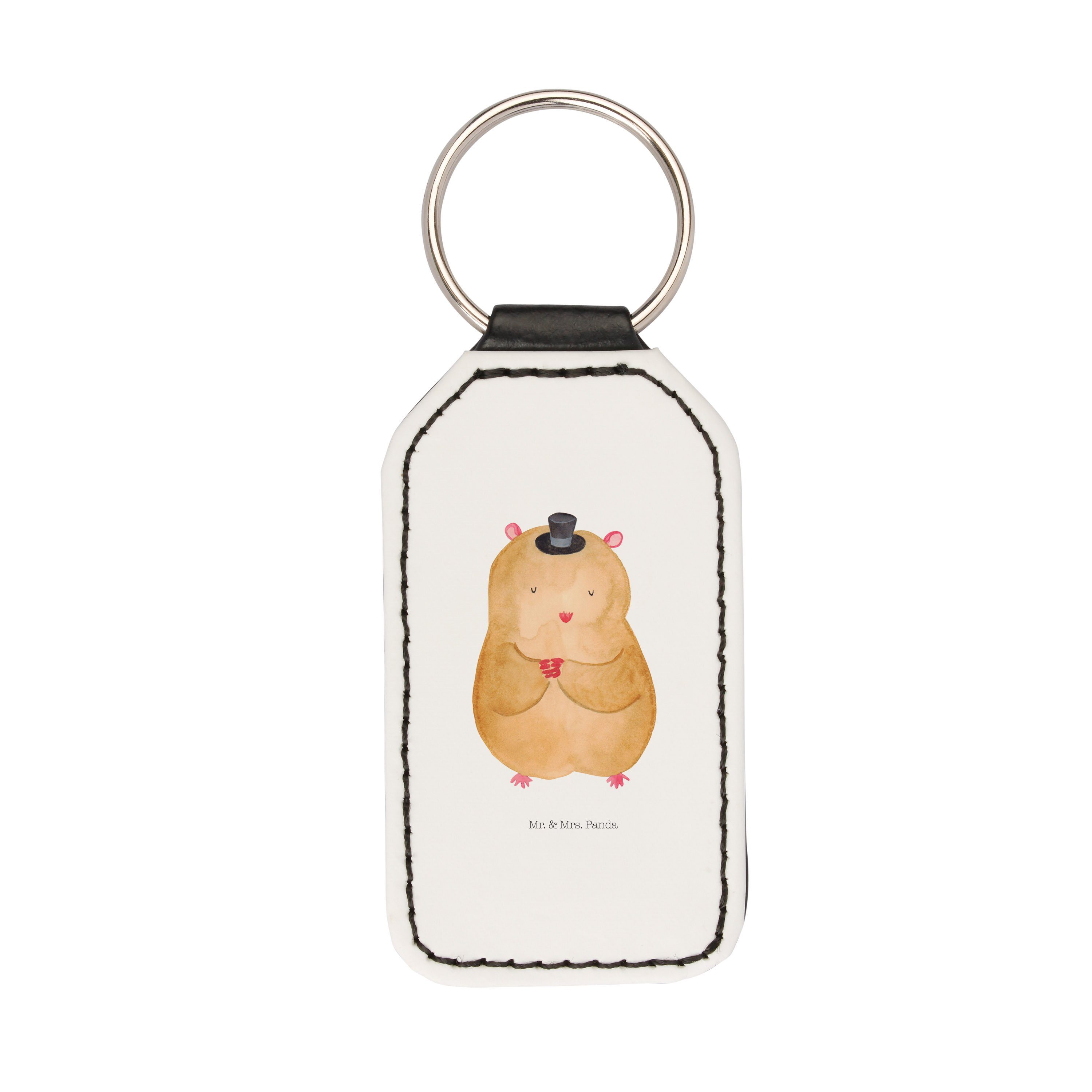 Mr. & Mrs. Panda Schlüsselanhänger Hamster mit Hut - Weiß - Geschenk, Taschenanhänger, Tiere, Gute Laune (1-tlg)