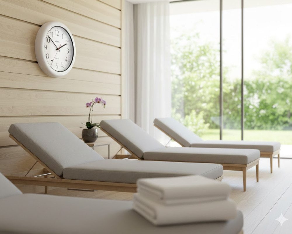 Finnsa® GmbH Sauna-Sanduhr Feuchtraum Uhr für den ungeschützten Spritzwasserbereich