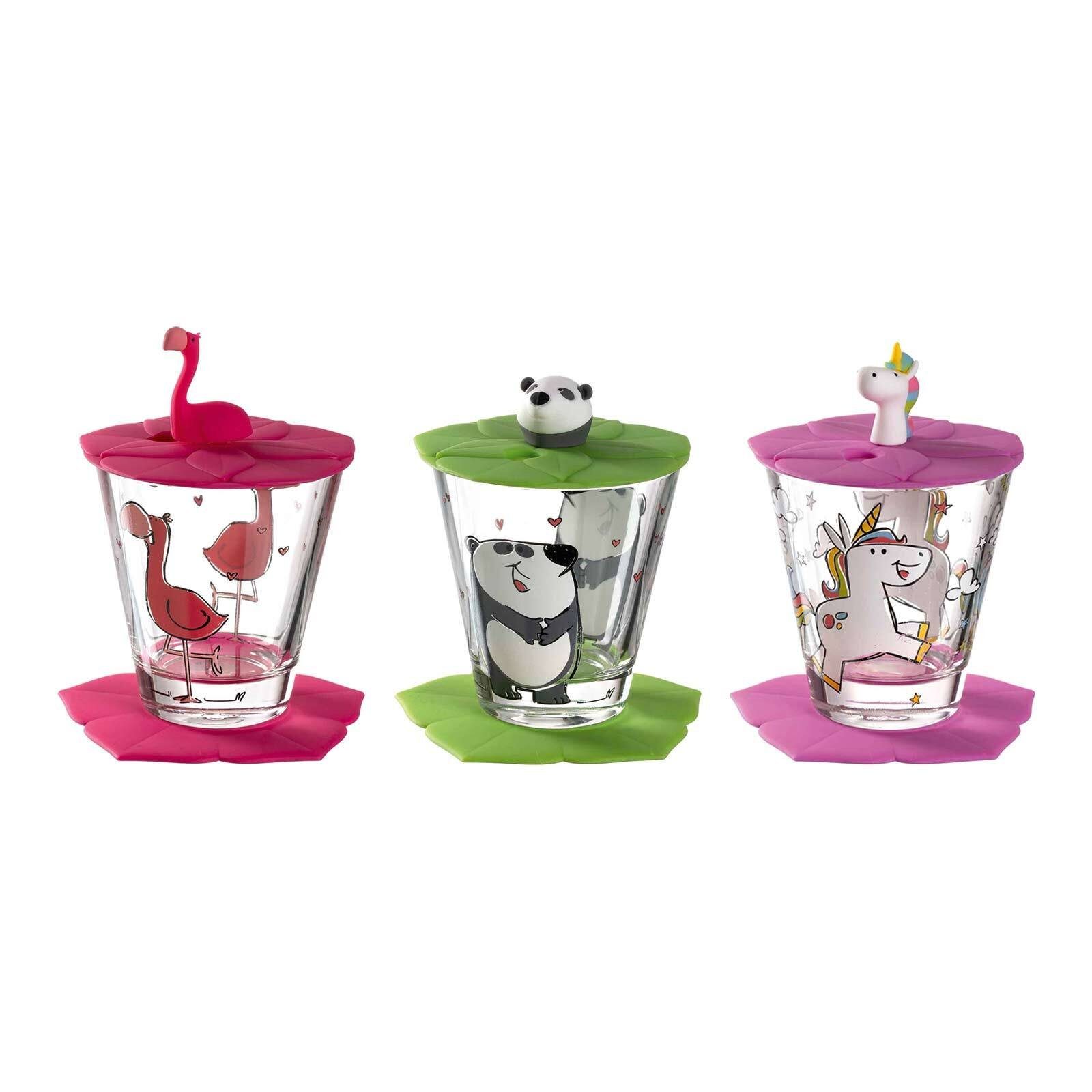 LEONARDO Kinderbecher Bambini Kinderbecherset 215 ml 3er Set, Glas Mädchen