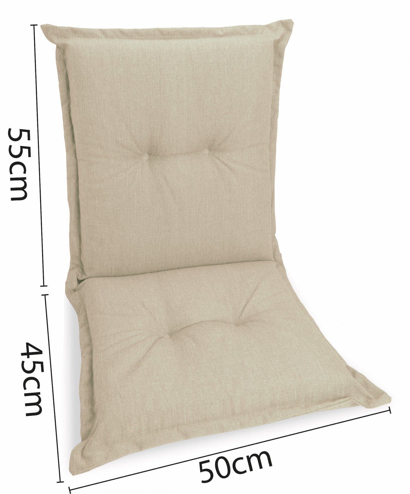 sunnypillow Stuhlkissen 1 Stück Gartenstuhlauflage Niedriglehner 100 x 50 x 9 cm, UV-Lichtecht Stuhlauflage Stuhlkissen, Cremefarben