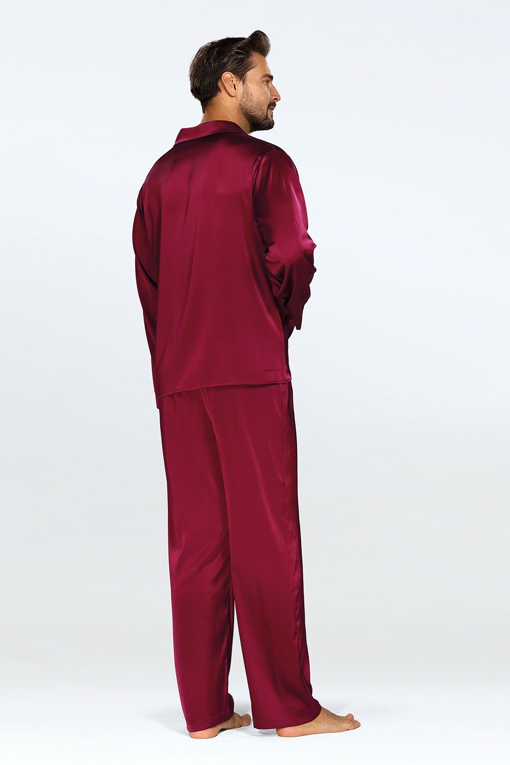 DKaren Schlafanzug Herren Satin Pyjama Schlafanzug günstig online kaufen