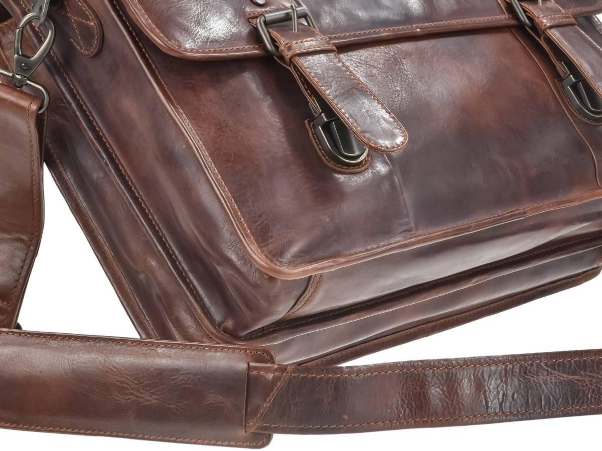 Greenburry Aktentasche "Rugged" Lehrertasche Herren Schultasche Leder 41x30cm teak braun, used Look, Businesstasche, für Herren, für Damen
