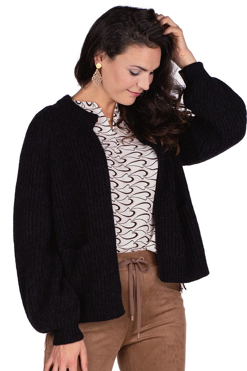 Trachtenstrickjacke Strickjacke Damen - ACHIKA - schwarz