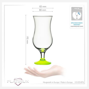 PLATINUX Cocktailglas Cocktailgläser Grün, Glas, 400ml (max 470ml) Longdrinkgläser Partygläser Milkshake Hurricane