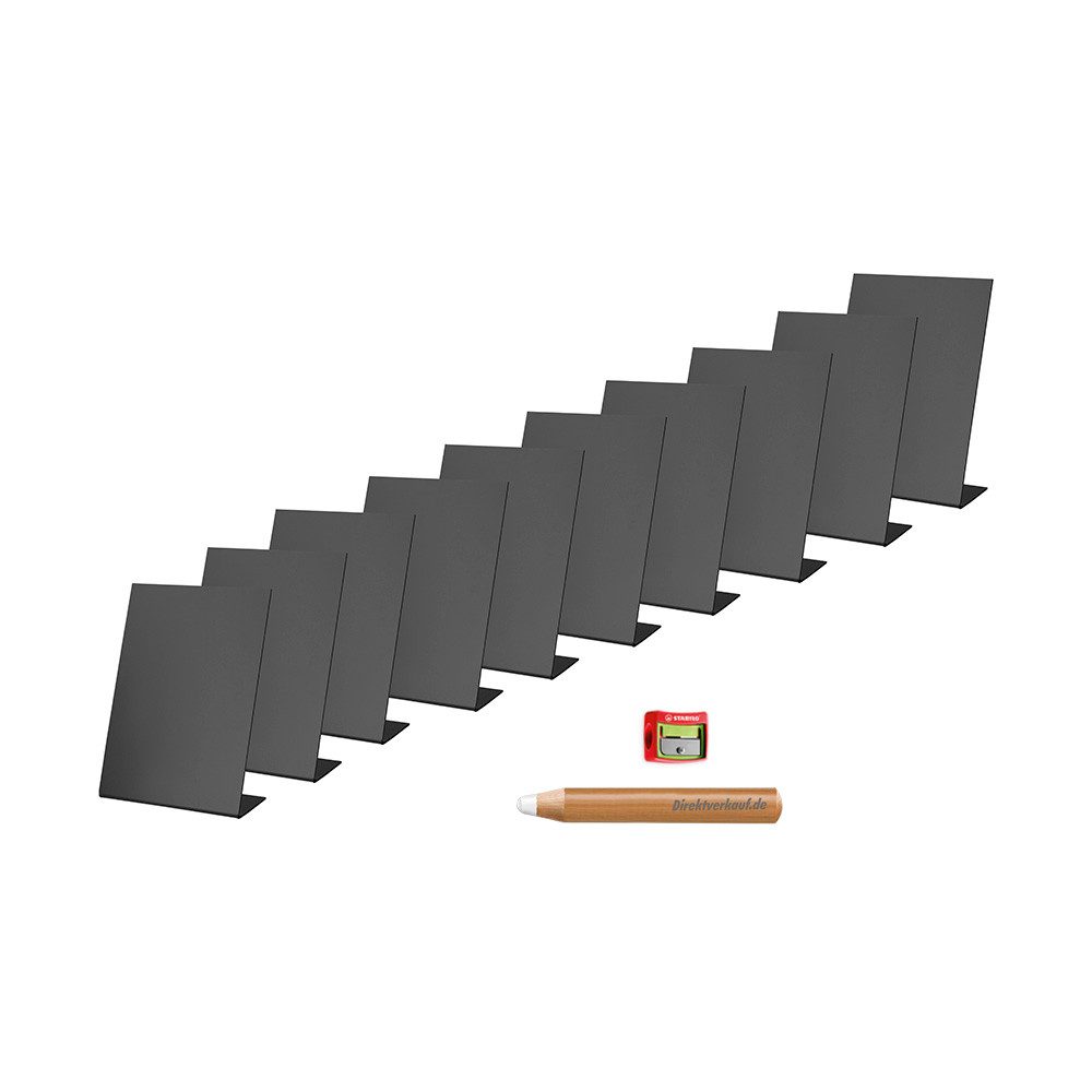 HR Direktverkauf GmbH Standtafel Vorteilspack 10x Tischkreidetafeln + 1 Kreidemarker - DIN A4 - A7