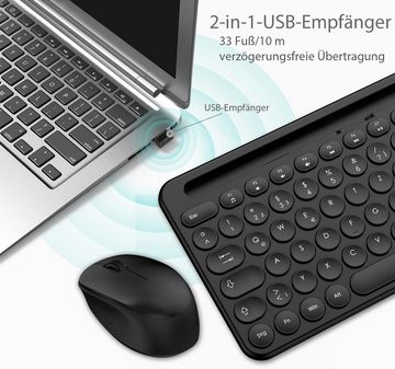 LeadsaiL Leise-Klick Tastatur- und Maus-Set, QWERTZ kabellose Freiheit,Stiller Produktivität,Langfristiger Leistung