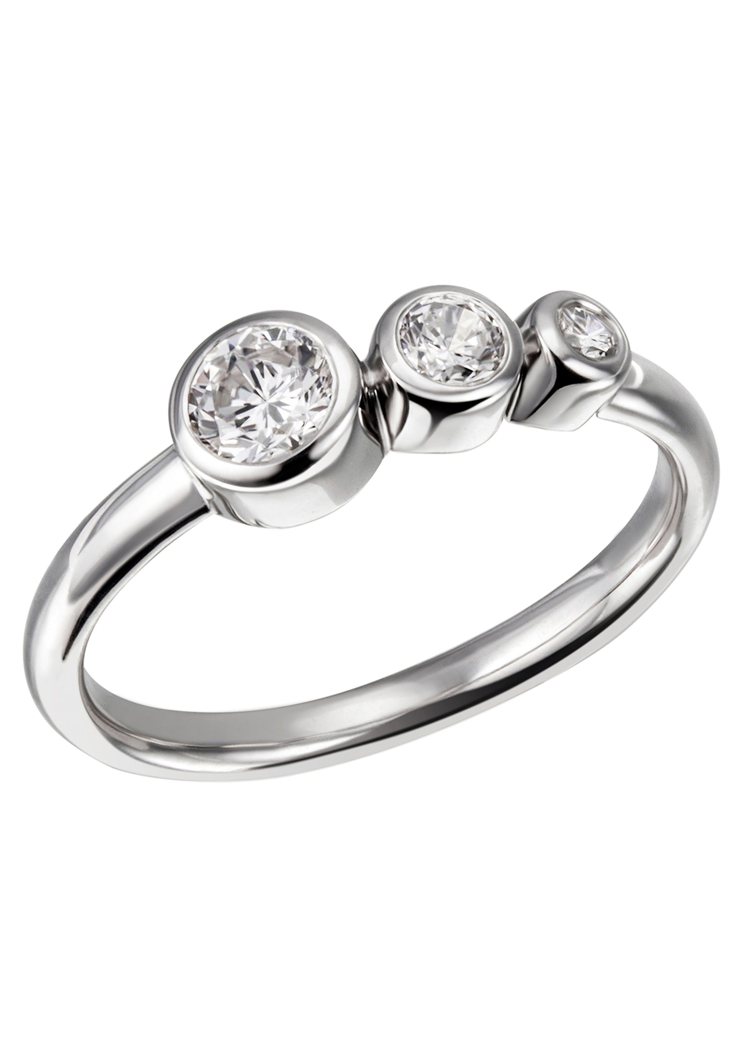 Firetti Fingerring Schmuck Geschenk Silber 925 Silberring Ring glitzernd, zu Kleid, Shirt, Jeans, Sneaker! Anlass Geburtstag Weihnachten silberfarben-kristallweiß