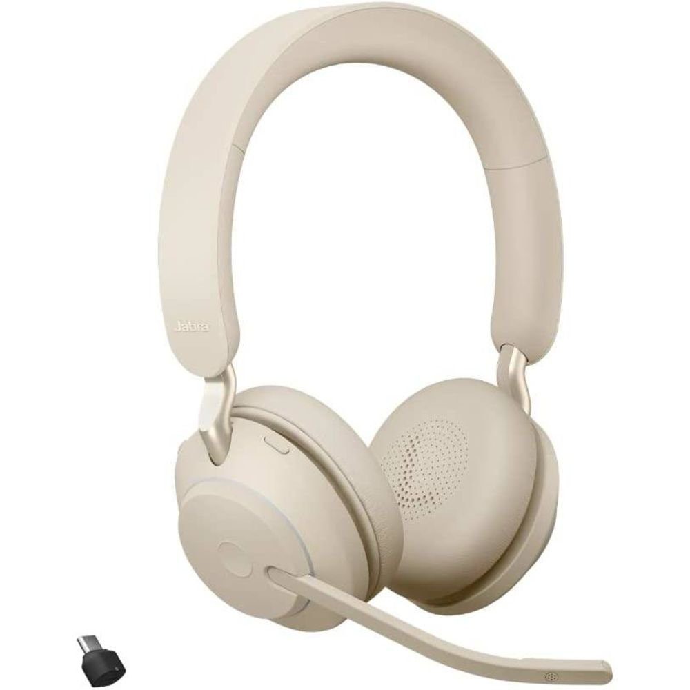 Jabra Evolve2 Bluetooth Beige) Cancelling, USB-C On-Ear-Kopfhörer Stereo, Noise 65 (Wireless, Adapter