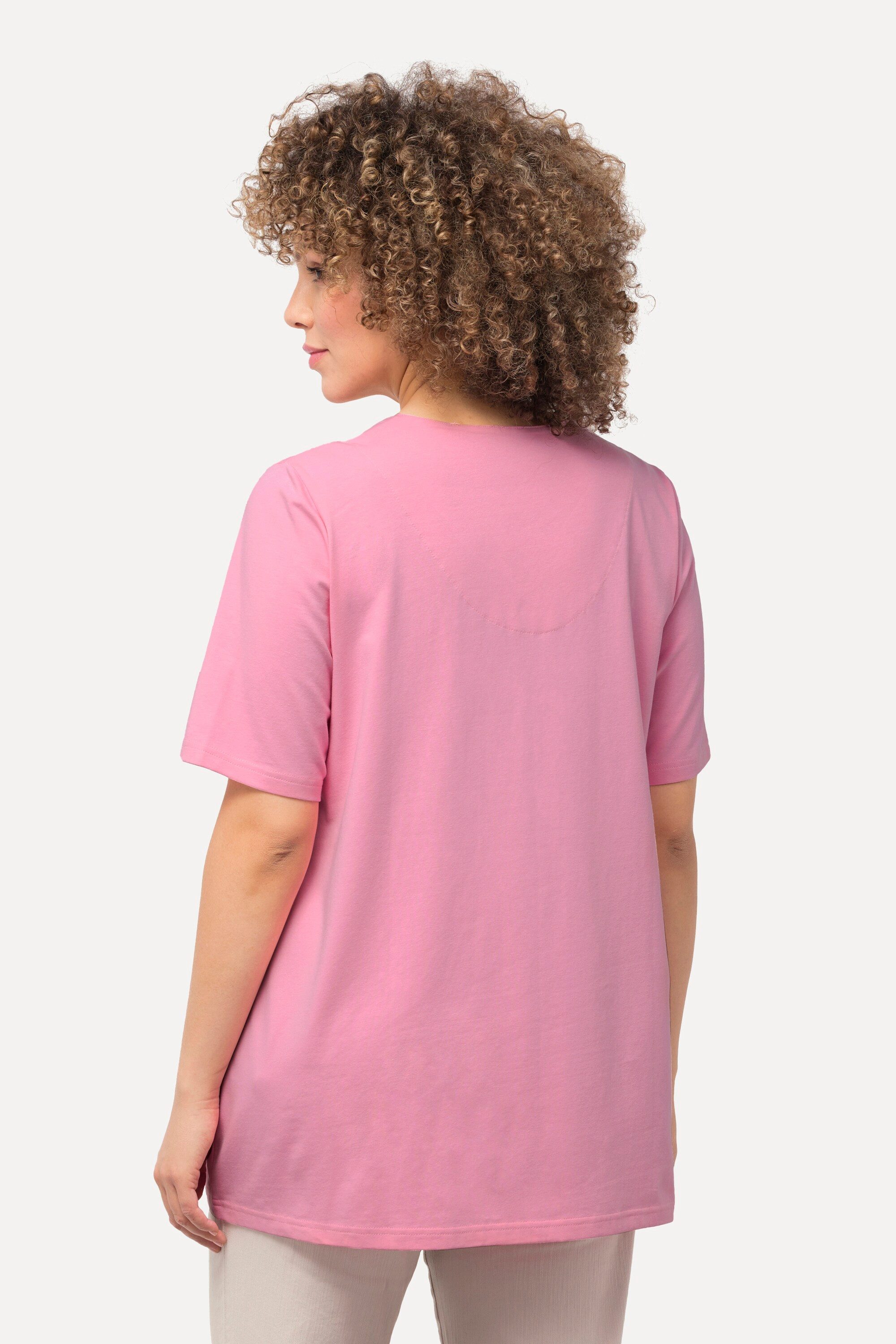 Ulla Popken T-Shirt T-Shirt A-Linie Tunika-Ausschnitt Halbarm