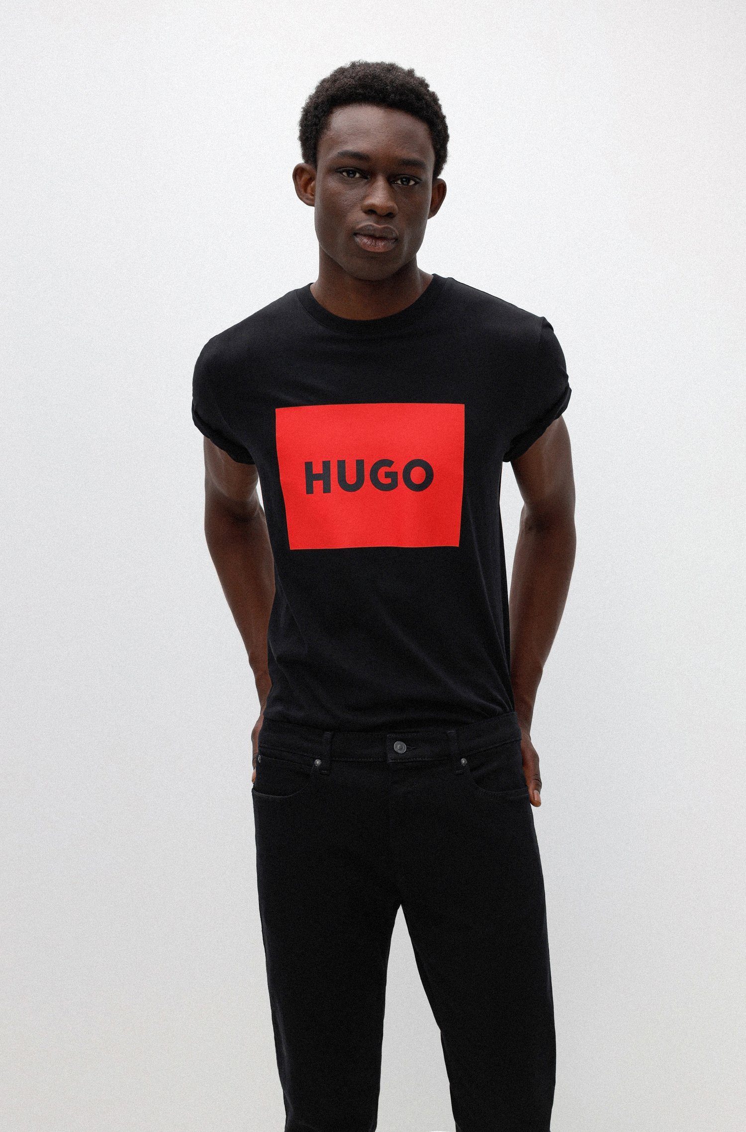 HUGO (1-tlg) Schwarz T-Shirt (001) Dulive