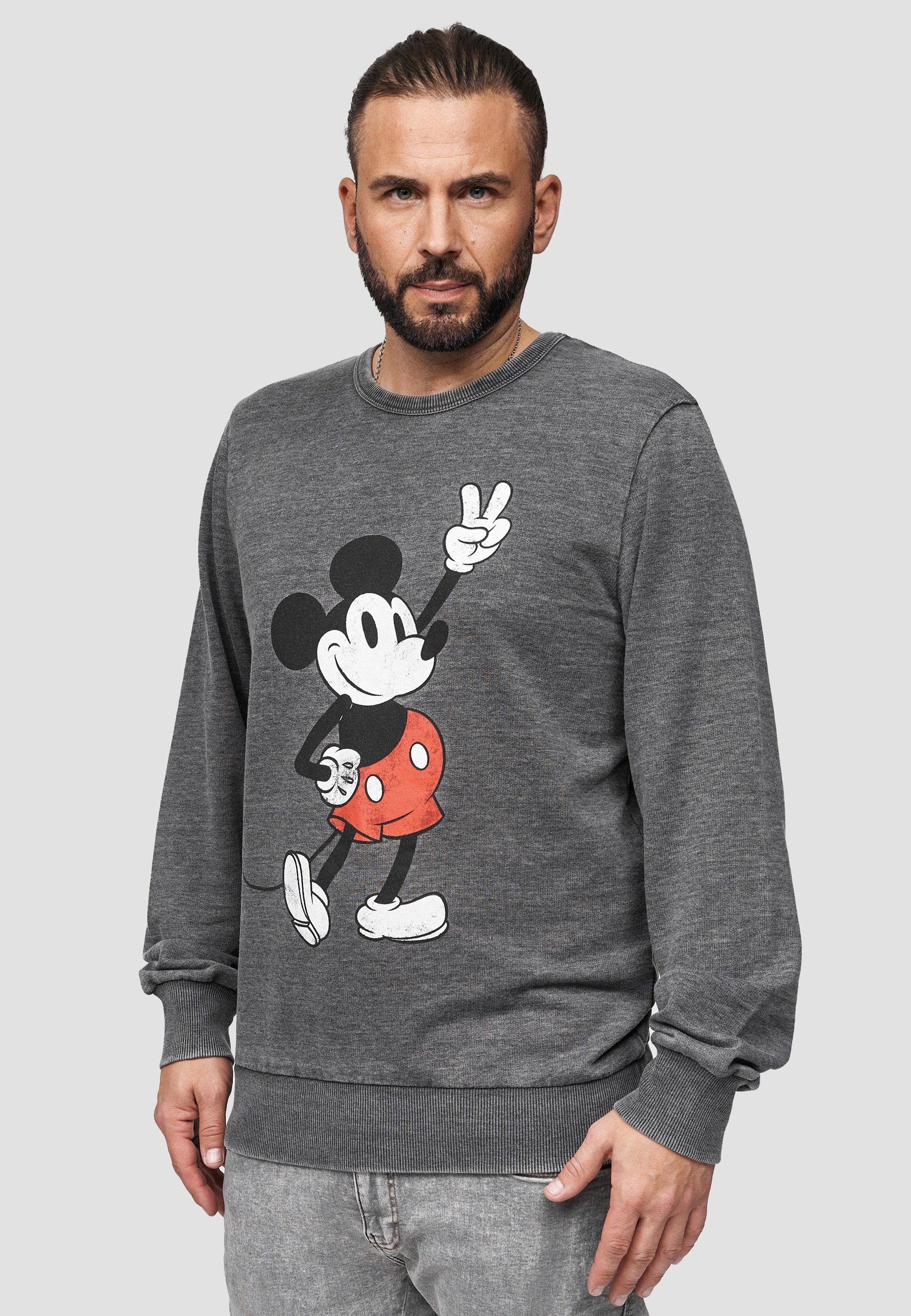 Peace Bio-Baumwolle Disney Sweatshirt Recovered zertifizierte Mickey GOTS Pose