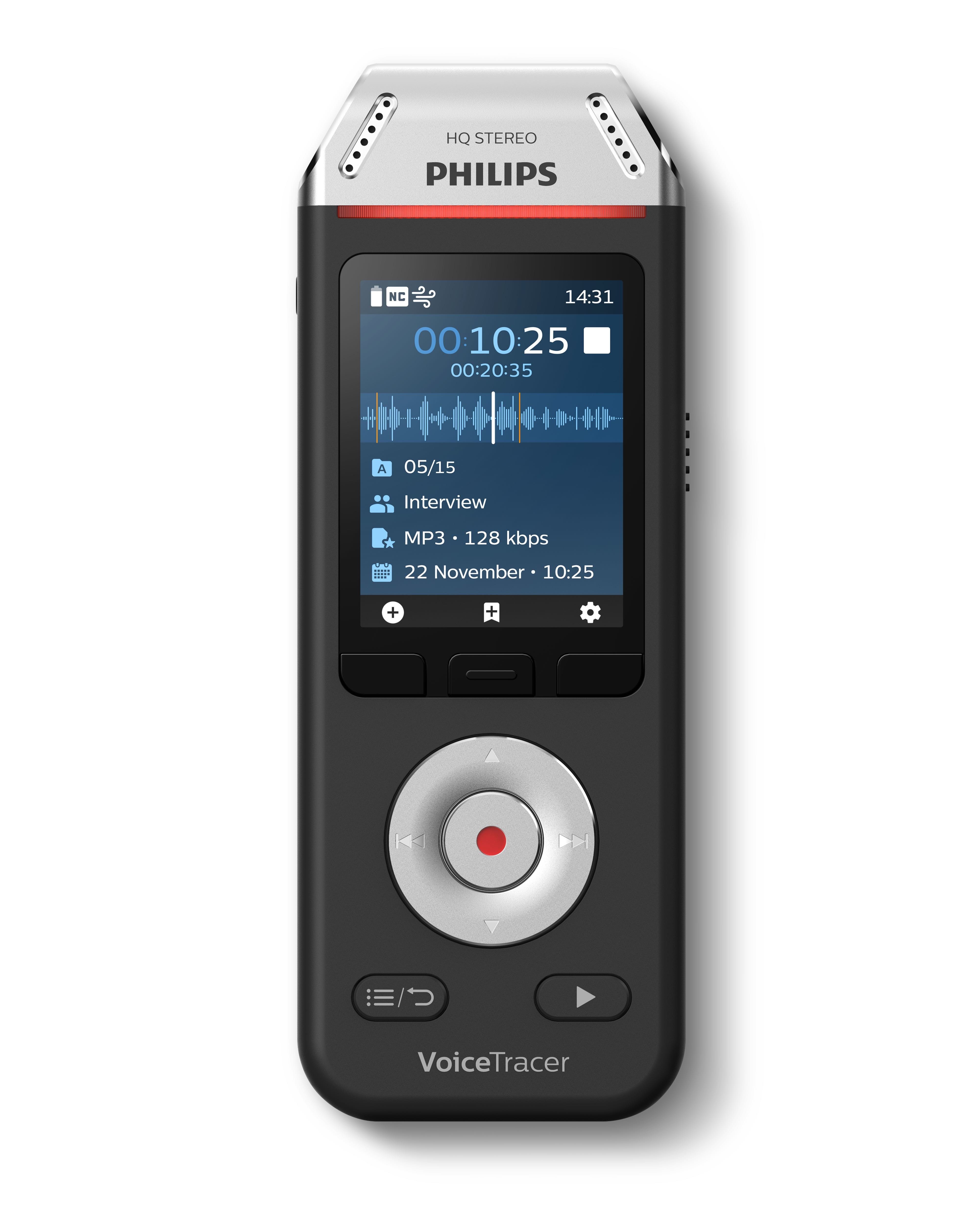 Philips DVT2110 Digitales Diktiergerät (Stereo, Großes Farbdisplay)