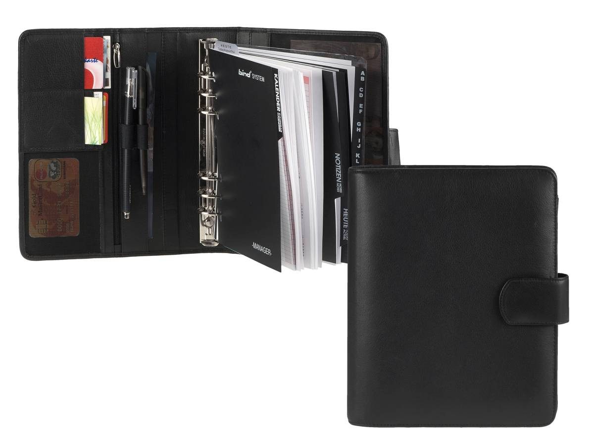 BIND Terminplaner "Business" A5 (20x24cm) Terminkalender Leder schwarz, Kalender 2026