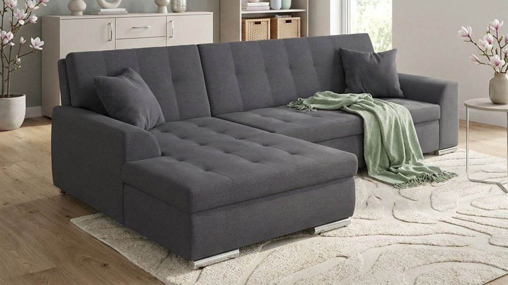 Ecksofa TREVISO viele Bezüge, auch in Cord, L-Form, 267x178 cm