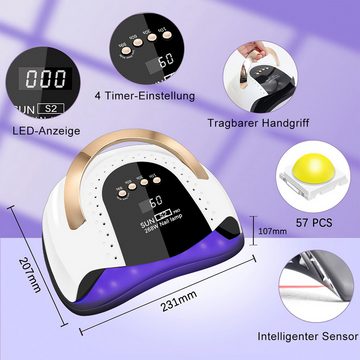 Novzep Lichthärtungsgerät UV/LED-Nagelkunstlampe mit zwei Lichtquellen – schnell trocknender, Verlängerungskleber, intelligenter LCD-Bildschirm, Infrarotsensor
