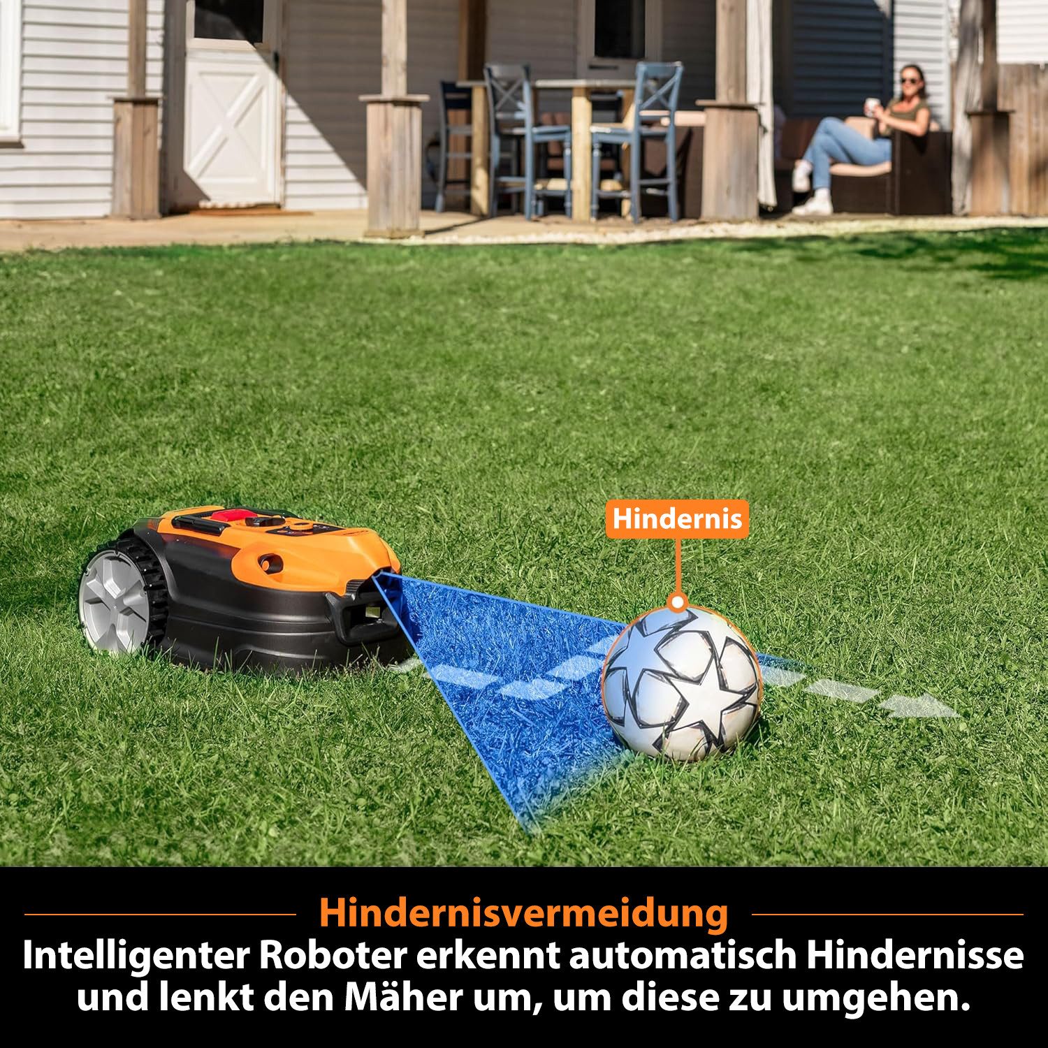 Lawnmaster robotic lawnmower without boundary wire, with 2Ah battery, for lawns up to 500 m², WiFi & Bluetooth app, automatic charging station, no-go zone function