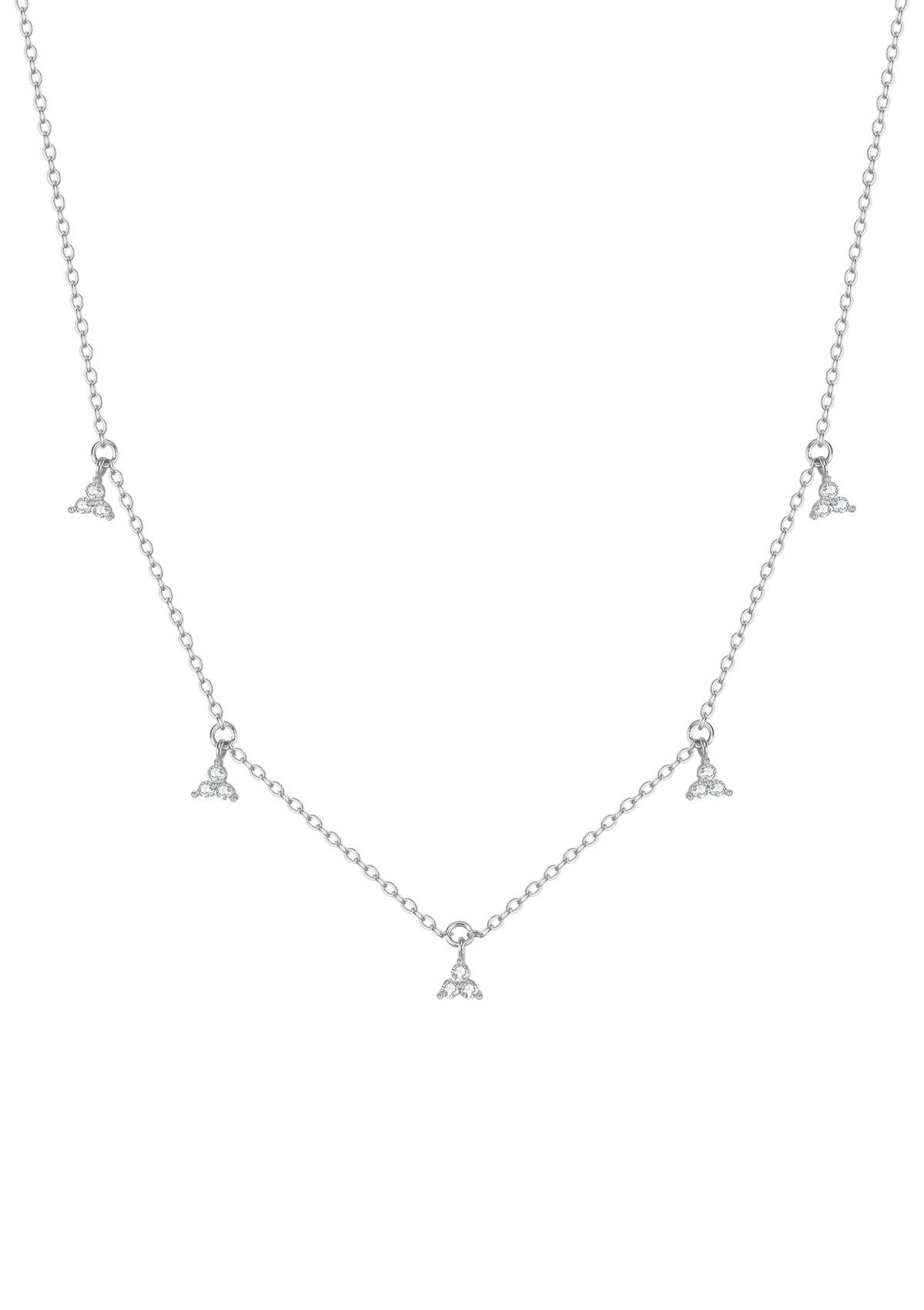 Collierkettchen Kette Damen Silber 925, Kette Dreieck Kristalle
