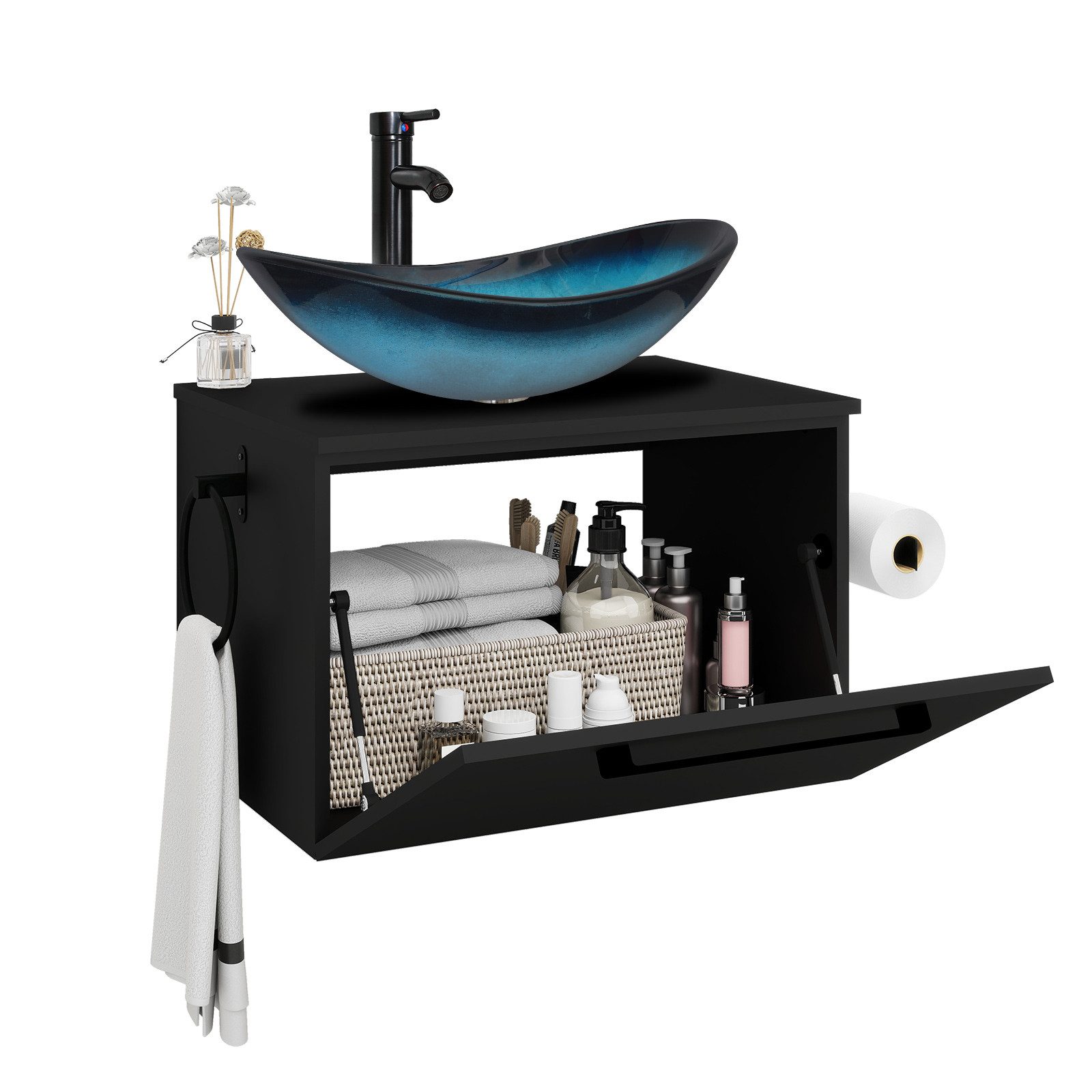 Puluomis Badezimmer-Set Waschbeckenunterschrank 60cm mit Waschbecken, günstig online kaufen