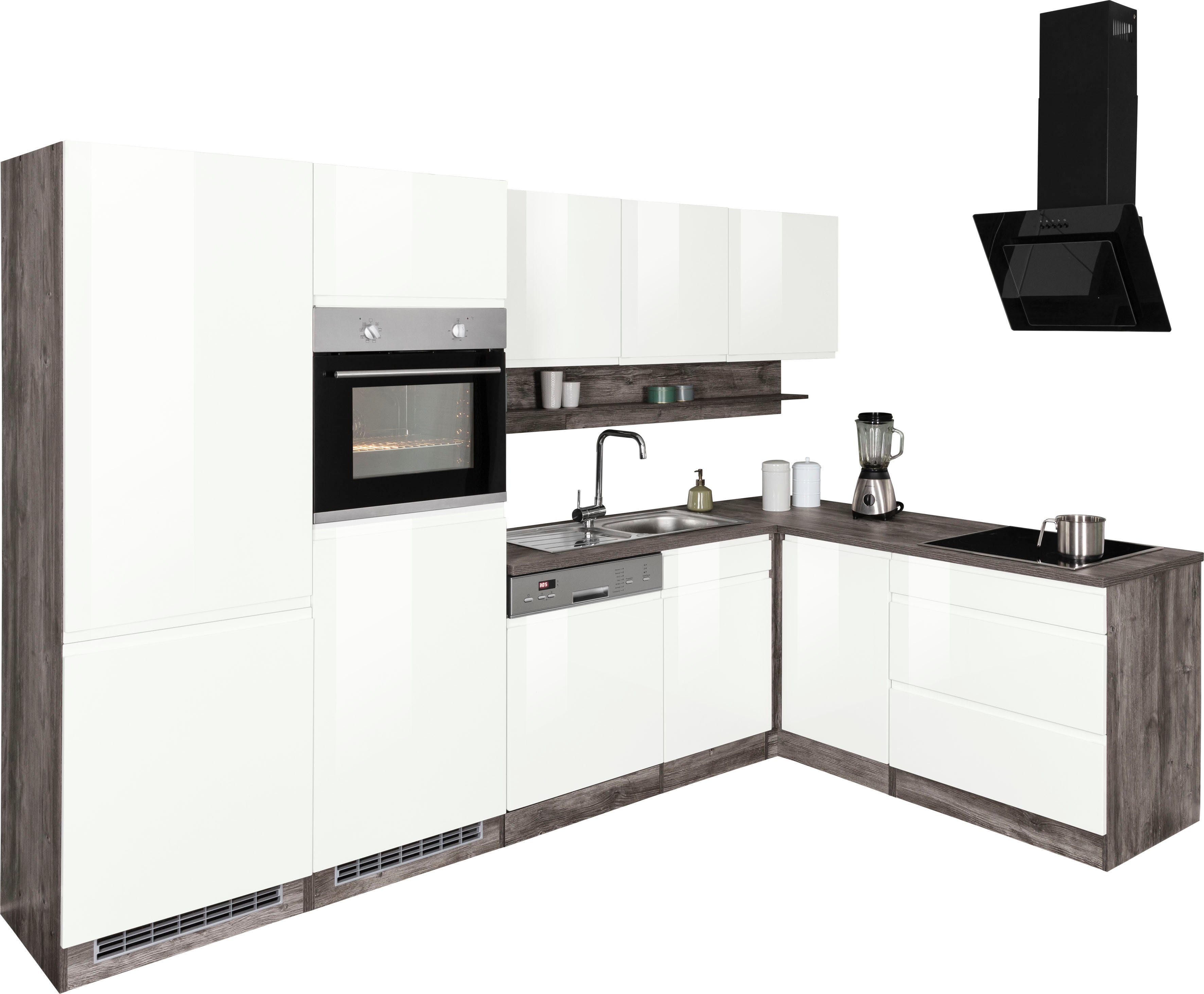 HELD MÖBEL KOCHSTATION Winkelküche KS-Virginia, Stellbreite 290/190 cm cm, wahlweise mit Induktion
