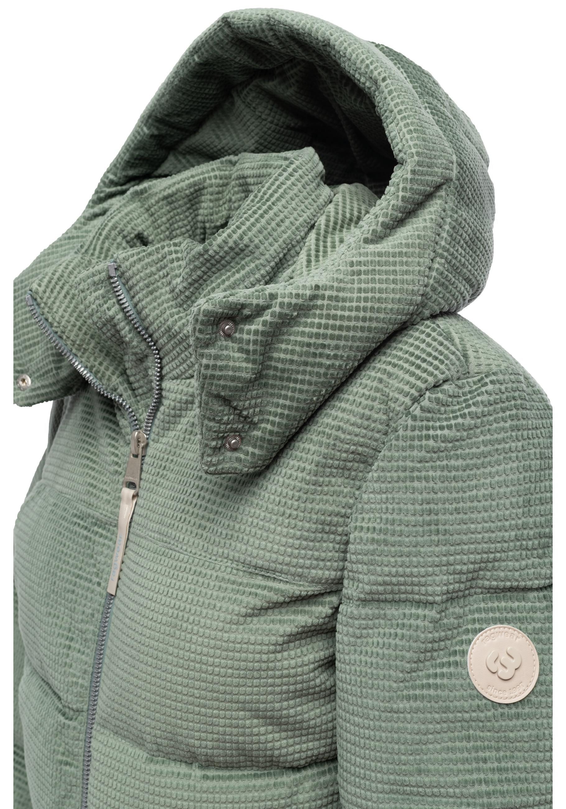 Ragwear Steppjacke Roobie Cordy Wasserdichte Winterjacke aus Kord mit abnehmbarer Kapuze