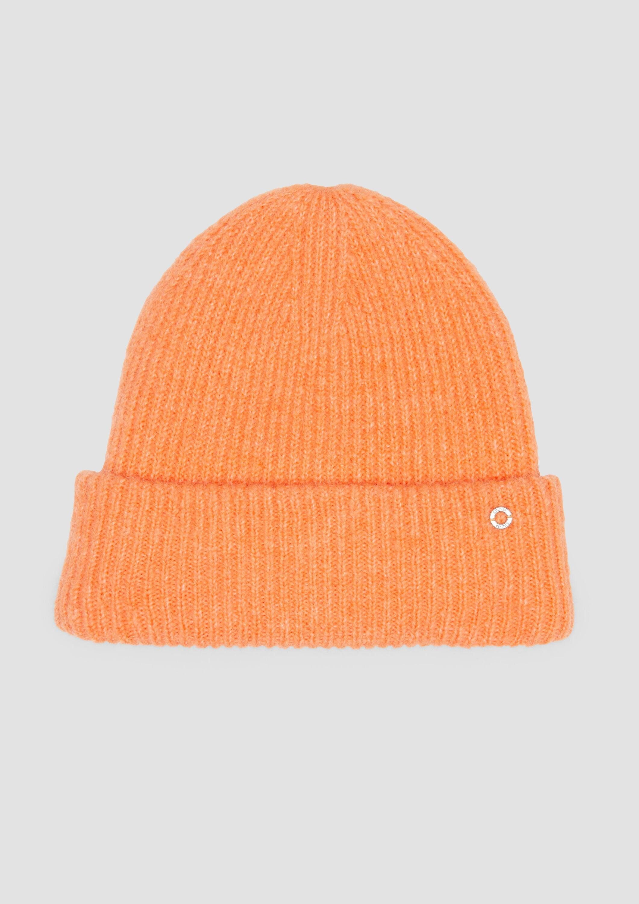 s.Oliver Strickmütze Mütze Beanie mit Umschlag und Logo-Detail günstig online kaufen