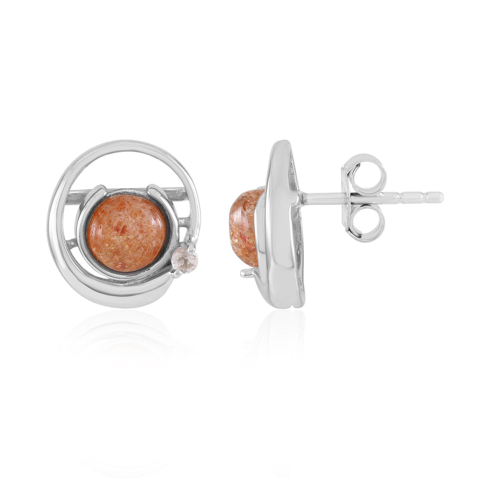 Cavill Ohrring-Set Ohrringe aus Rhodium-Silber mit Sonnenstein und Morganit (2-tlg)