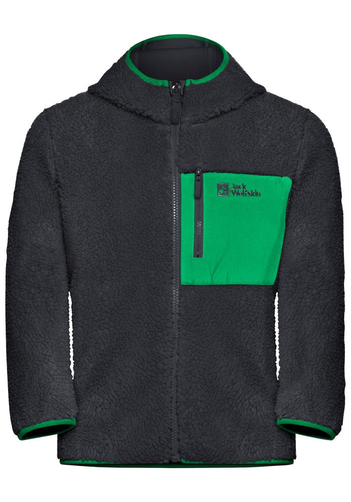 Jack Wolfskin Fleecejacke ICE CURL HOOD JACKET K Übergangsjacke mit Kapuze, mit Brusttasche mit Reißverschluss
