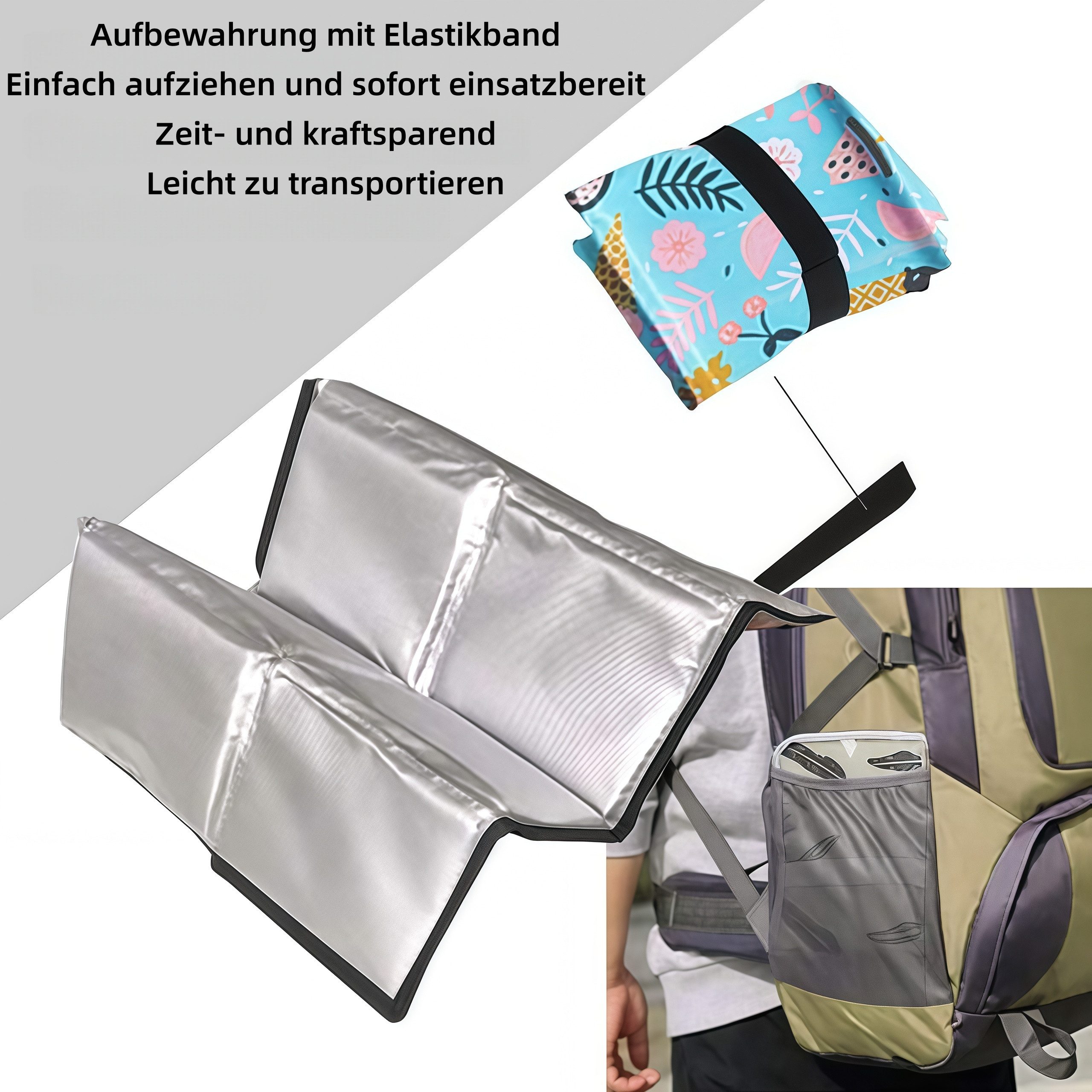 FOUORTUNATE-BEE Sitzkissen 2er Set Faltbare Sitzkissen mit Tragetasche Outdoor, Klappbare Sitzpolster für Camping, Picknick & Wandern – Bild 3 von 5