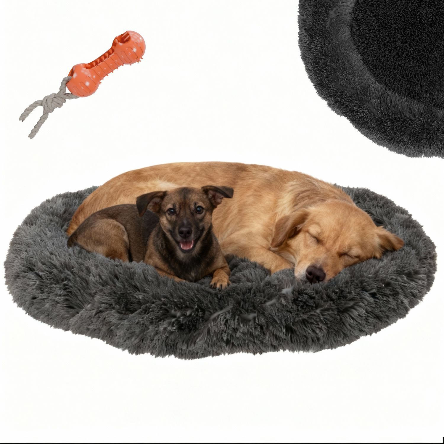 BENNO Tierbett Hundebett BALU Donut 70x70x16 cm, rutschfest, abnehmbarer Bezug, Polyester, Hundebett BALU 70 cm – rundes Kuschelbett, waschbar, rutschfest