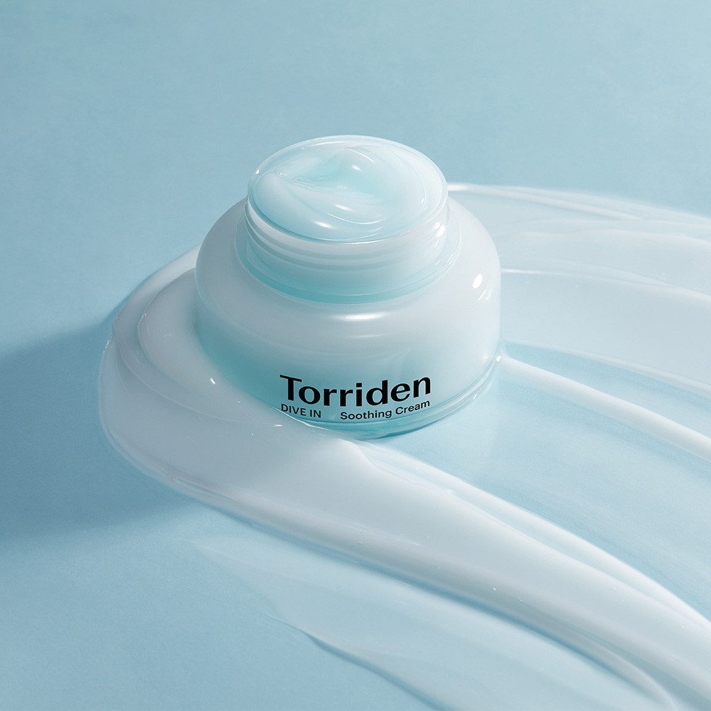 Torriden Feuchtigkeitscreme DIVE-IN LOW MOLECULAR JYALURONIC ACID SOOTHING CREAM, für empfindliche Haut, beruhigt und spendet intensive Feuchtigkeit