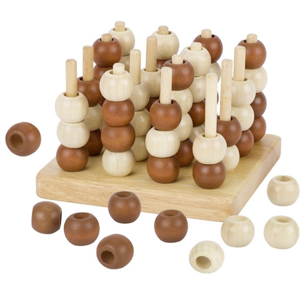 goki Spiel 3-D Spiel Tic Tac Toe - Vier gewinnt in 3 D aus Holz, Familienspiel, Strategiespiel für 2 Personen