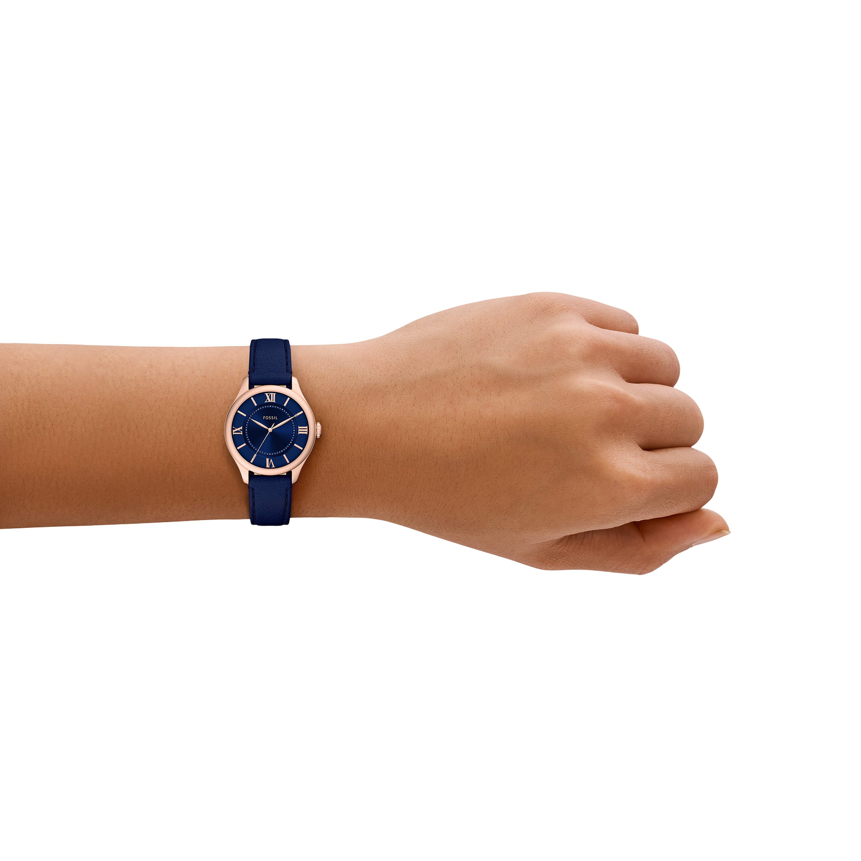 Fossil Quarzuhr Gilmore ES5424, Armbanduhr, Damenuhr, Lederarmband, analog
