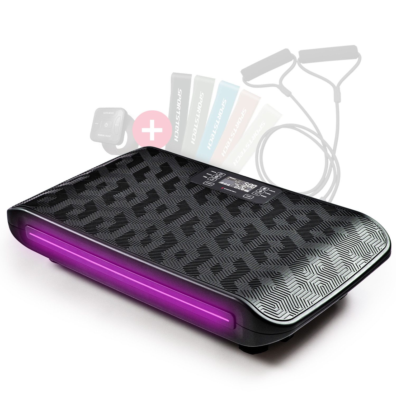 Sportstech Vibrationsplatte sVibe, 99 Intensitätsstufen, 7 LED-Farben, Mit Transportrollen