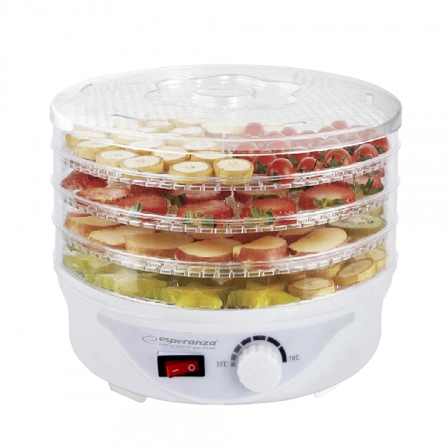 Esperanza Dörrautomat 250 W Trockengerät für Pilze, Obst und Gemüse 250 W