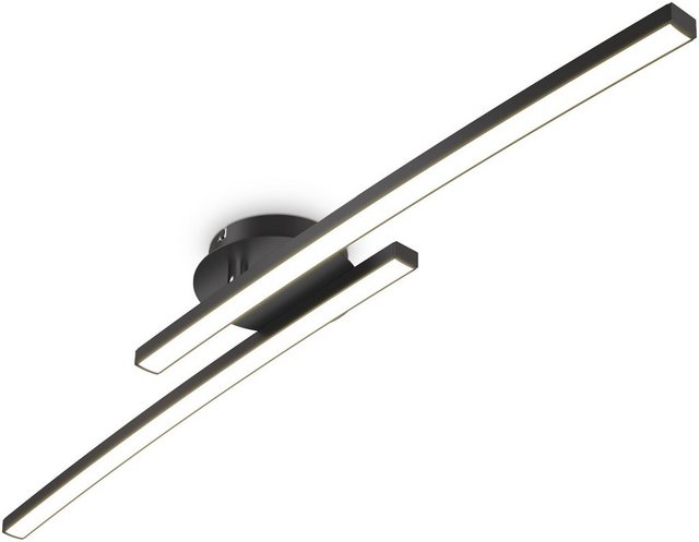 B.K.Licht Deckenleuchte, 2-flammige 12W Deckenlampe, schwenkbar, 3000K warmweiß, Schwarz, 1100 Lumen-Otto