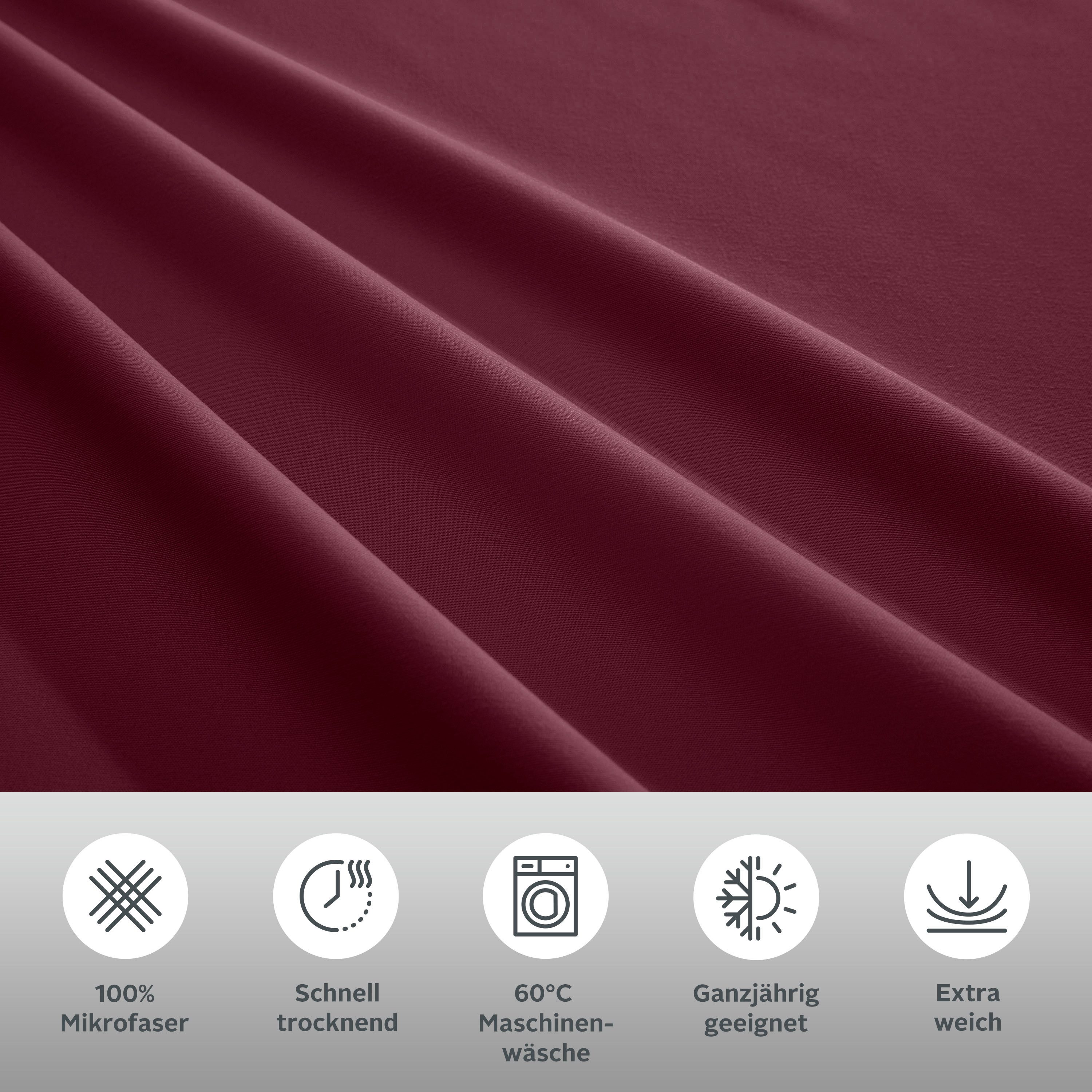 OTTO home Bettwäsche Desner 100% Microfaser, extra weich, allergikerfreundlich, Microfaser, 2 teilig, Premium Qualität, uni, schnell trocknend, pflegeleicht, ab 135x200 cm