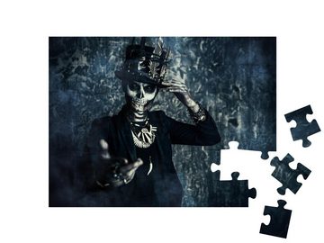 puzzleYOU Puzzle Dia de los muertos, schwarz-weiß, 48 Puzzleteile, puzzleYOU-Kollektionen