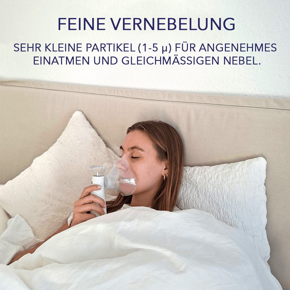 IEA Medical Inhalationsgerät blau für Erwachsene & Kinder, leise & USB-C, 1-tlg., inkl. Mundstück, Kinder- und Erwachsenenmaske, Mesh-Vernebler, 2 Modi, Anti-Rutsch-Boden, 3 Aufsätze
