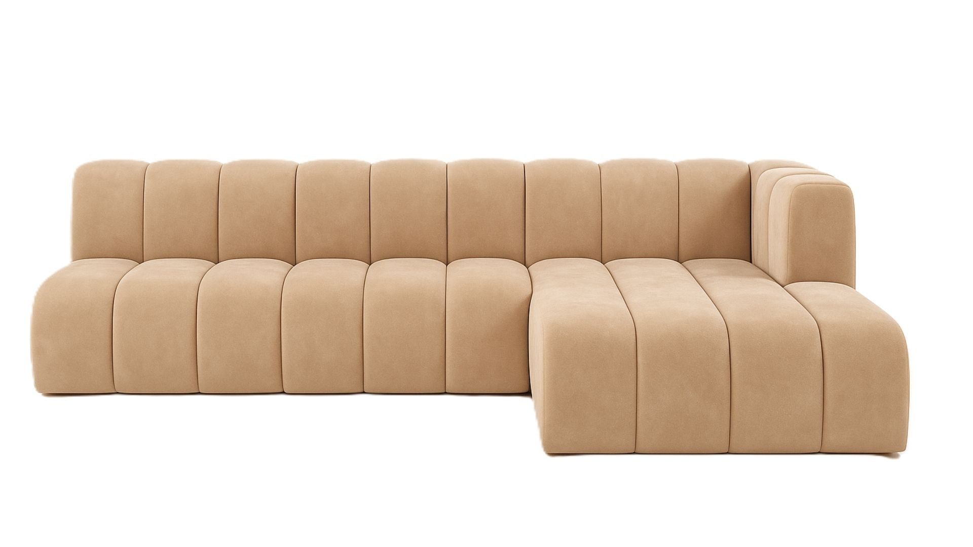 Kaiser Möbel Ecksofa Moderne aus Veloursstoff Salvador Grand L 295 cm, Tiefe Sitzflächen,Premium-Velours Salvador,Design Soft-Cube