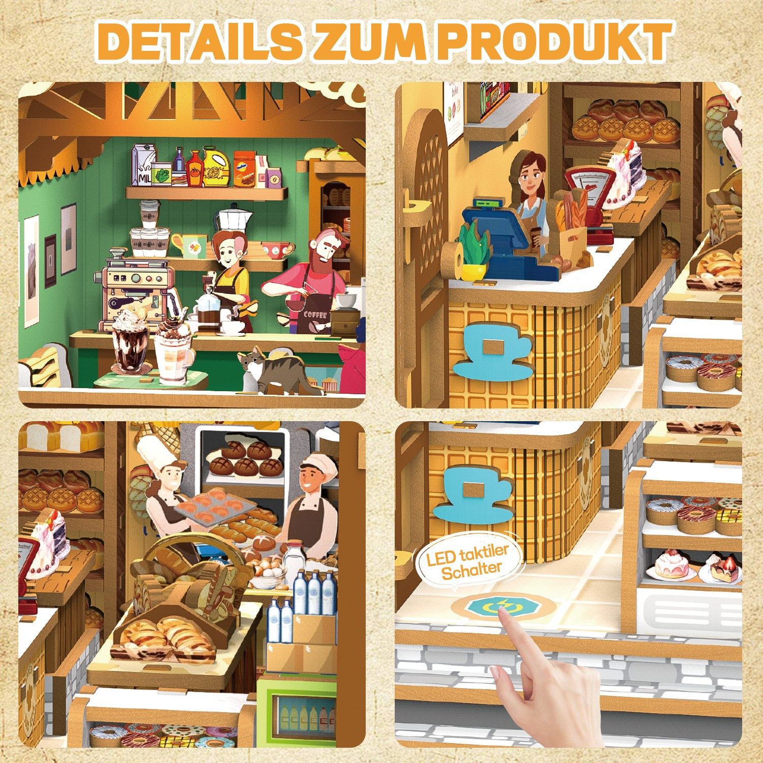 Esun 3D-Puzzle Book Nook KIT, DIY Buchstütze Bausatz mit LED-Licht für Erwachsene, Puzzleteile, Puppenhäuser Miniatur Haus Kit Bastelset Geschenke
