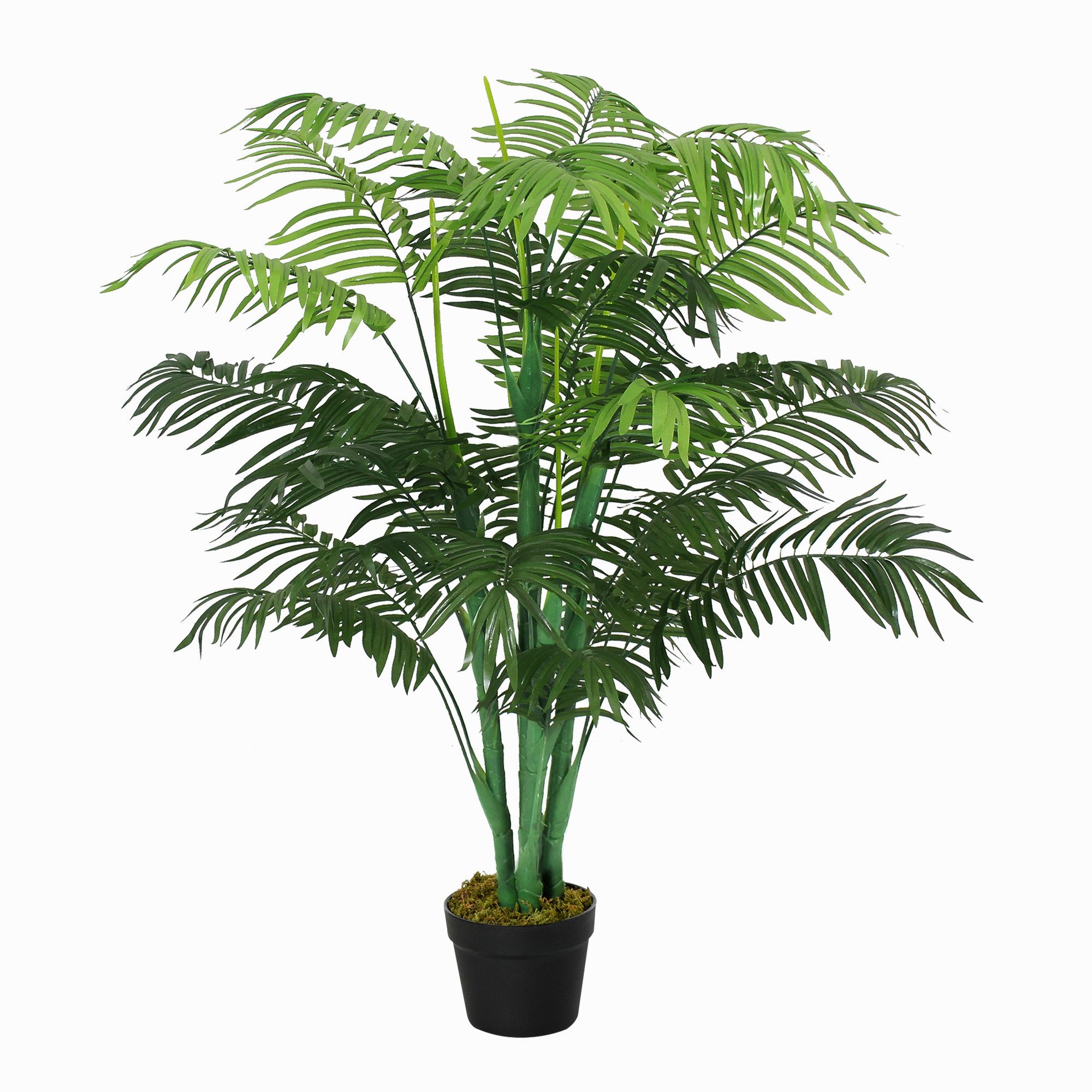 Kunstpflanze Kunstpflanze im Topf wie echt Palme, Outsunny, Höhe 125 cm, Kunstpalme mit 18 Blättern für Wohnzimmer Balkon Büro Dekoration