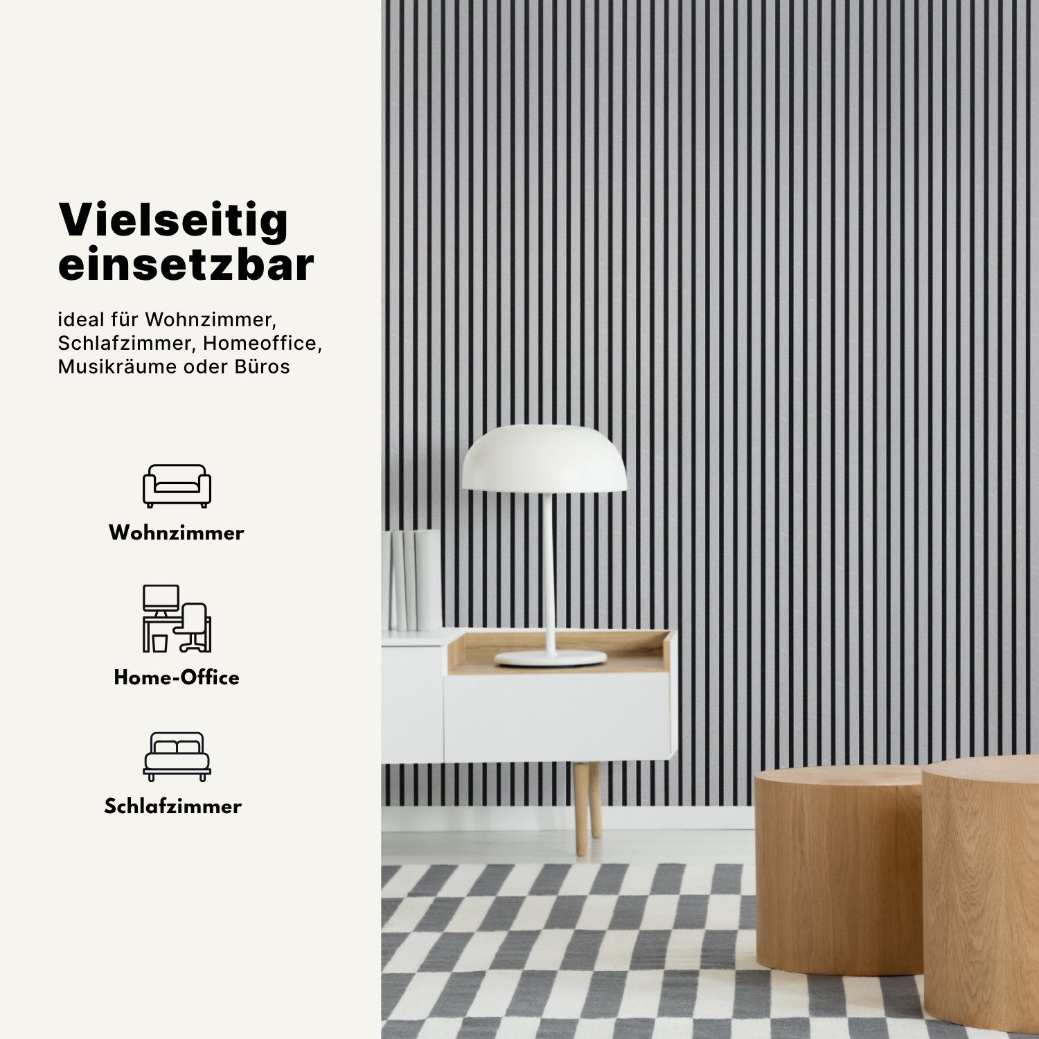 MTP Online-Shop GmbH Wandpaneel, Beton - 240x60cm, Schallabsorption & modernes Design, BxL: 60x240 cm, 1,44 qm