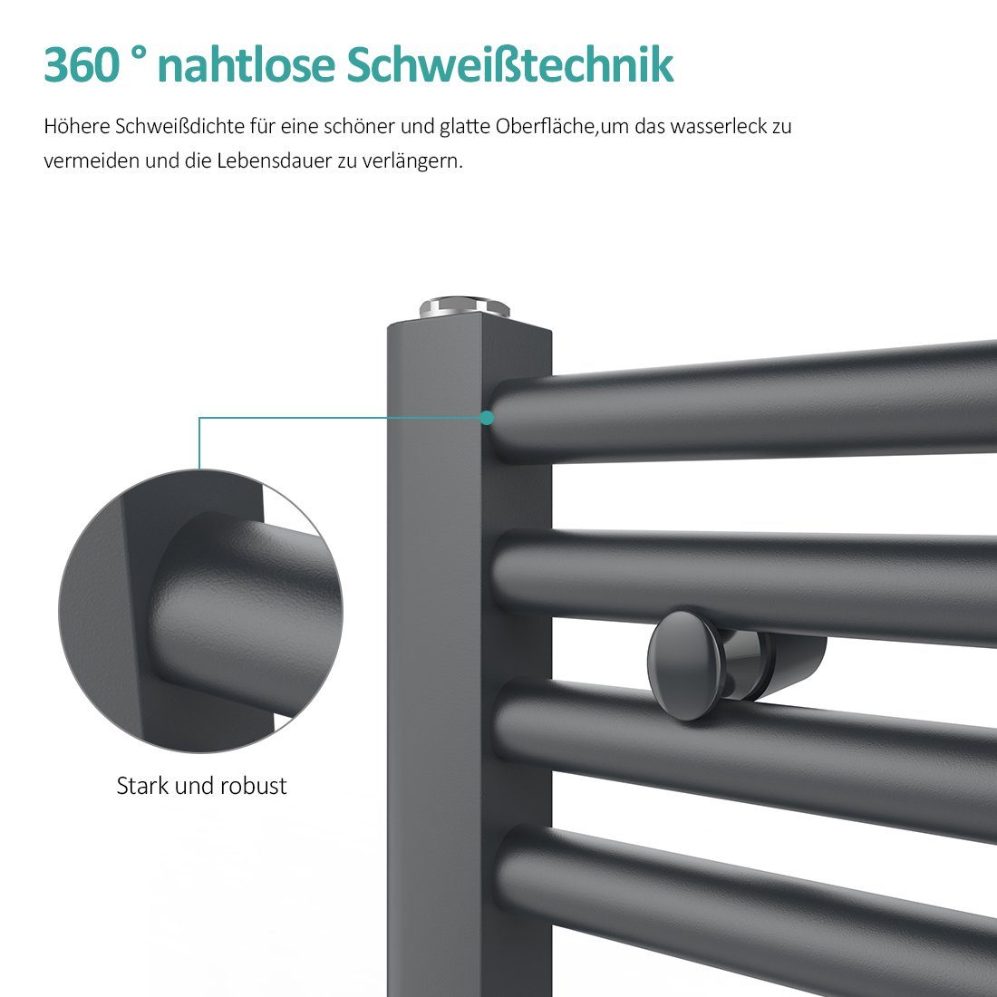 Mittelanschluss, Heizkörper Handtuchtrockner EMKE EMKE Anthrazit Badheizkörper 100x50cm Badheizkörper Handtuchwärmer Bad