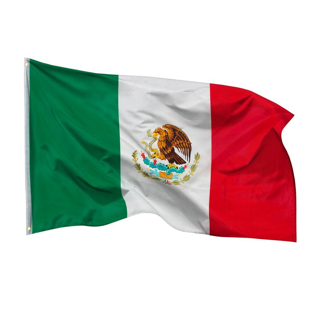 PHENO FLAGS Flagge Mexiko Mexico Flagge 90 x 150 cm Mexikanische Fahne (Hissflagge für Fahnenmast), Inkl. 2 Messing Ösen