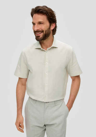 s.Oliver BLACK LABEL Kurzarmhemd Kurzarmhemd aus Baumwoll-Leinenmix