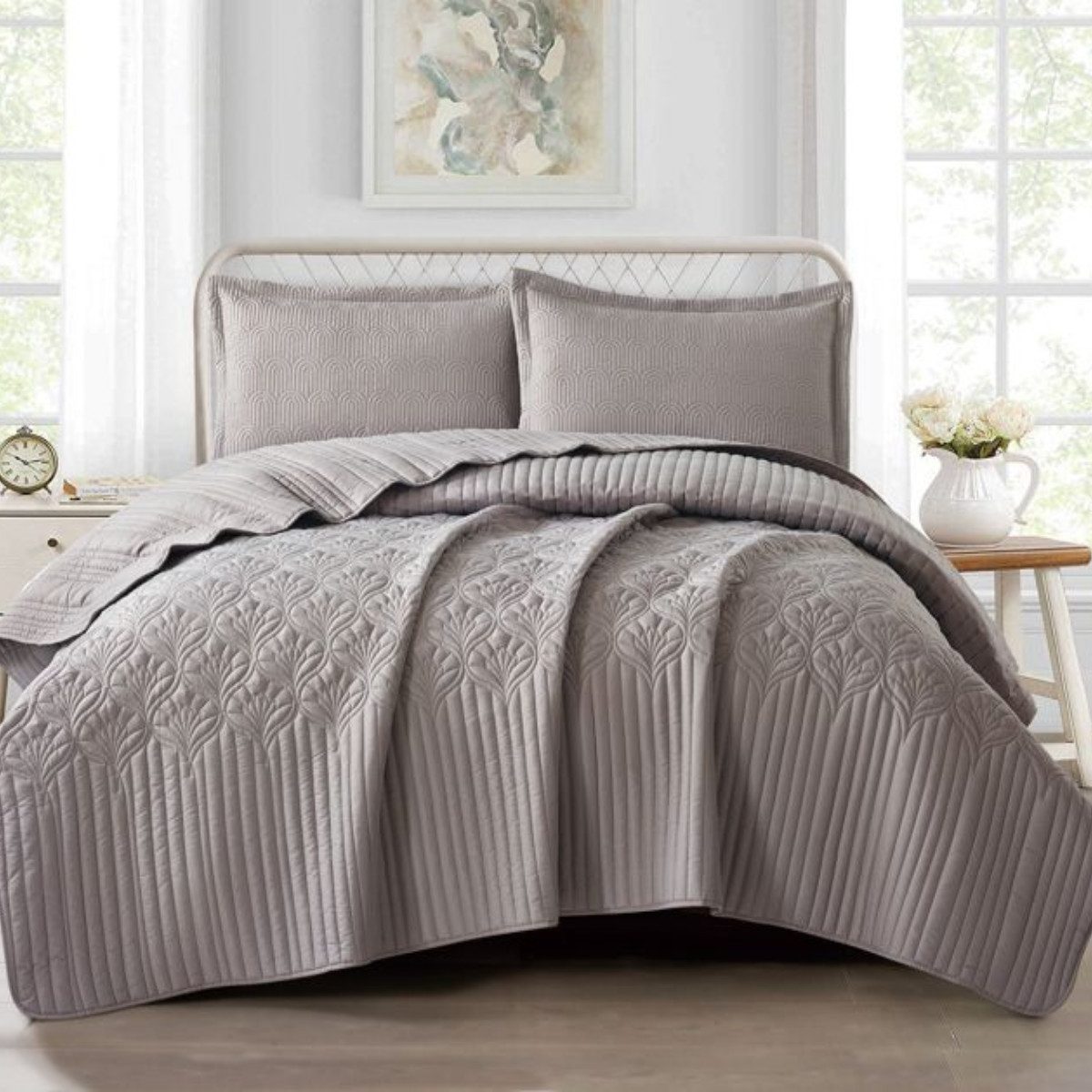 alesvelt Tagesdecke Set Nilüfer Überwurf Decke 3-Teilig 240X260 CM,2-Person günstig online kaufen