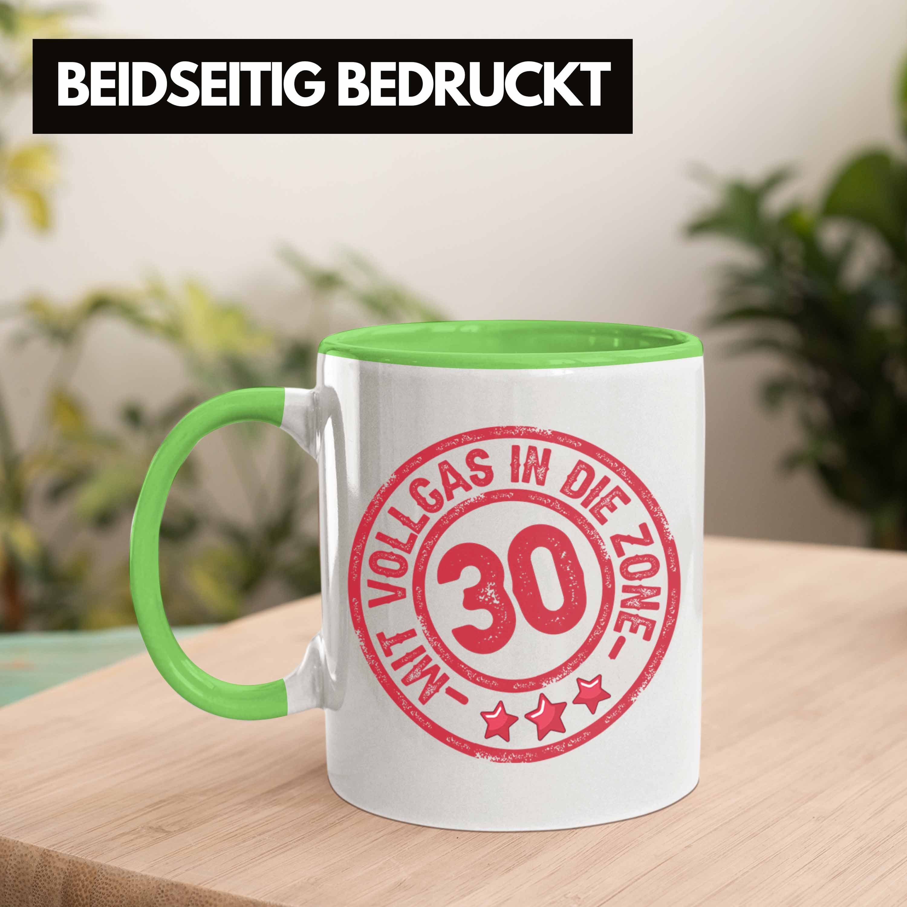 Trendation Tasse 30er 30 Zon Geschenk Kaffee-Becher Die Tasse In Geburtstag Grün Mit Vollgas