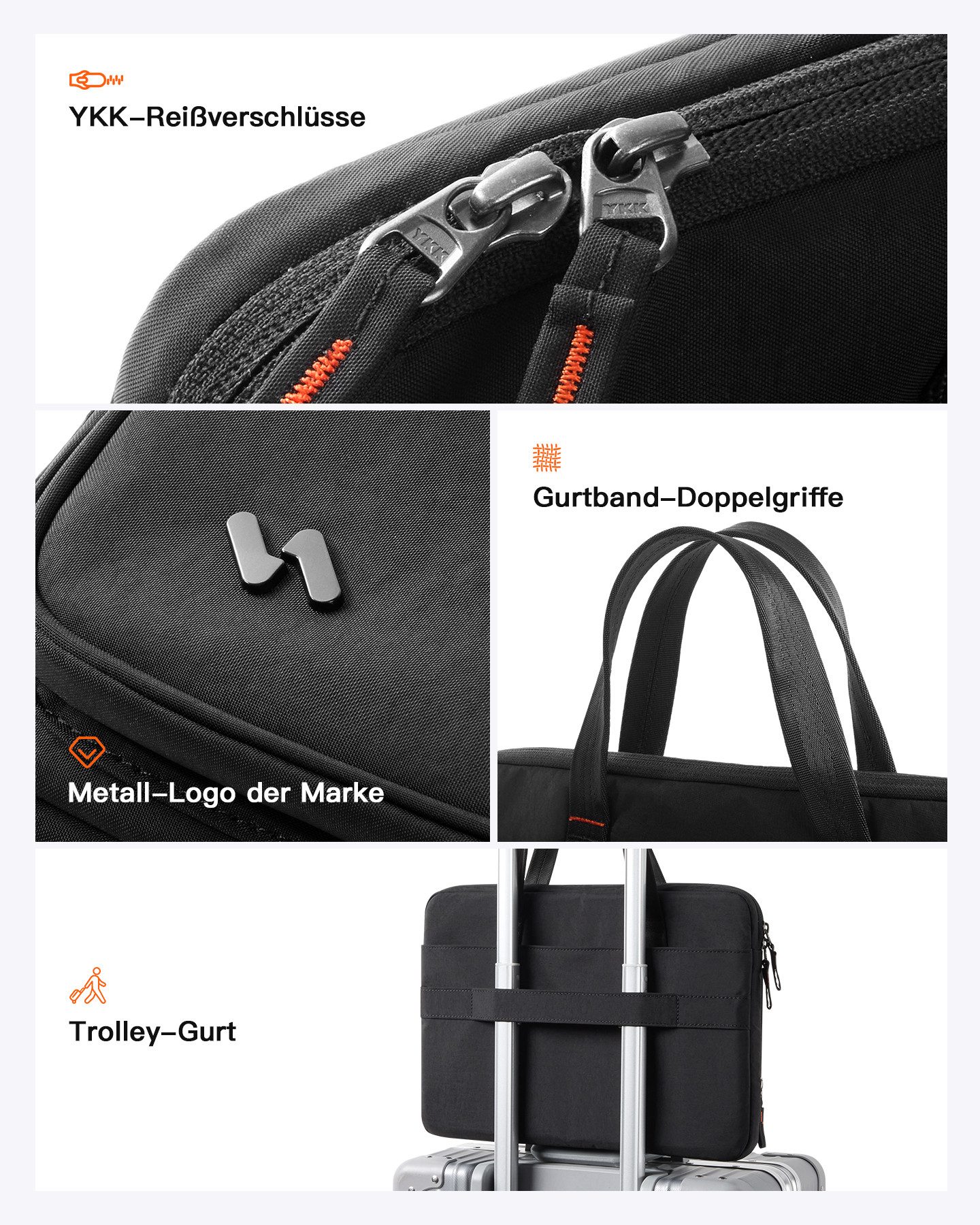 Inateck Laptoptasche 360° Rundumschutz Große Kapazität, für 13-14 Zoll Laptops, für 13-14 Zoll MacBook Pro Air M5/M4/M3 – Bild 5 von 5