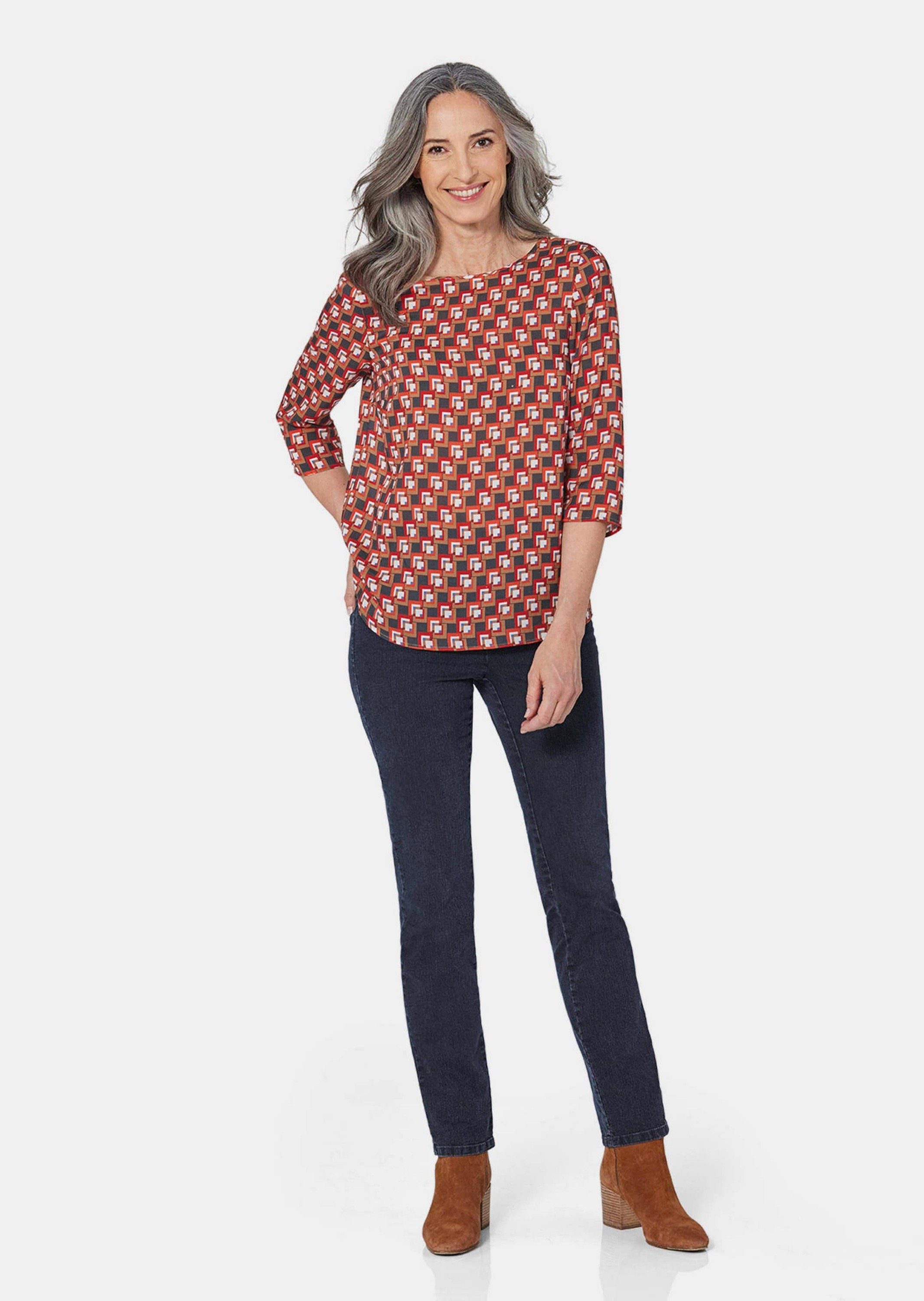 GOLDNER Schlupfbluse Bluse 3/4-Arm mit grafischem Druck günstig online kaufen